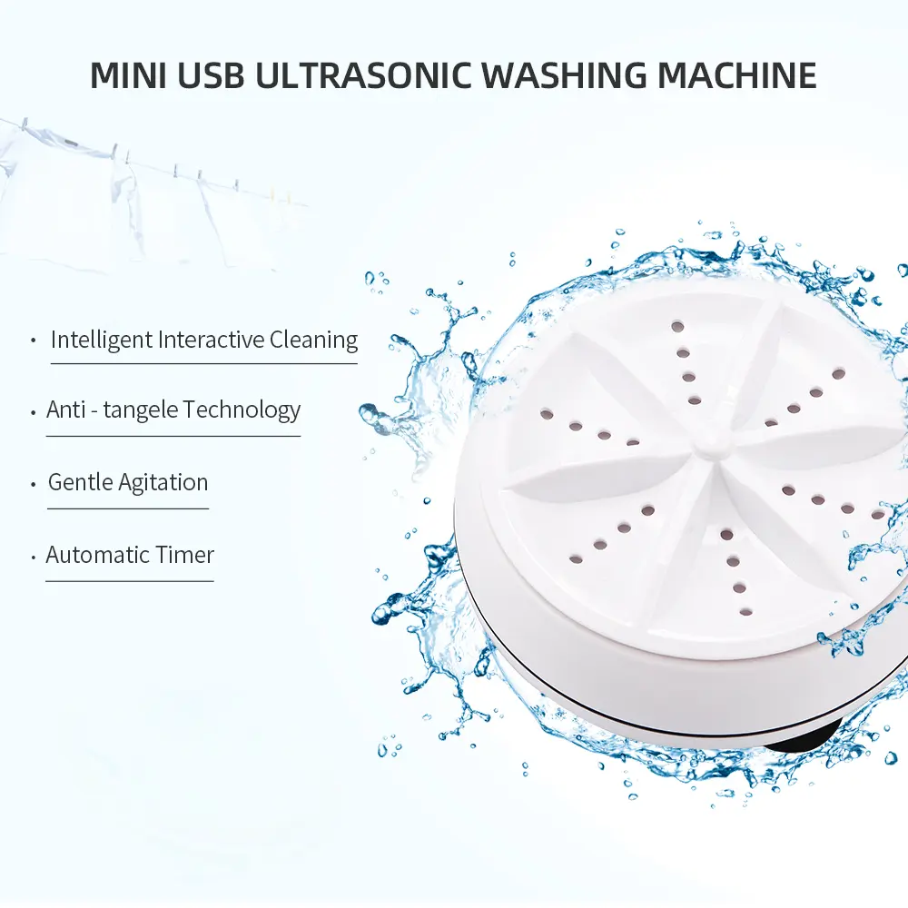 Mini machine à laver portable 2 en 1 à ultrasons avec câble USB