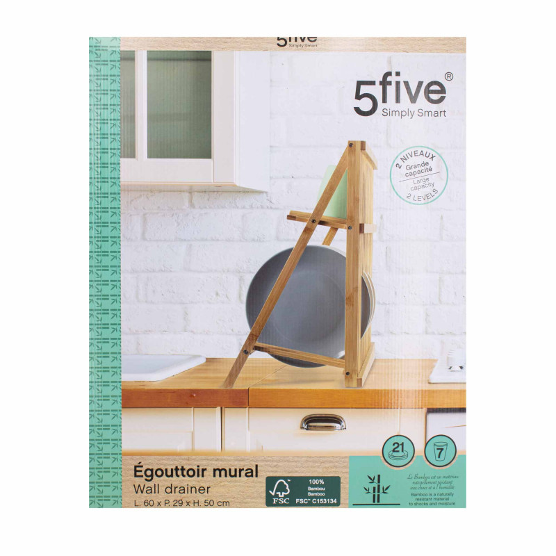 Égouttoir à vaisselle en bambou à 2 niveaux – 5 five Simply Smart