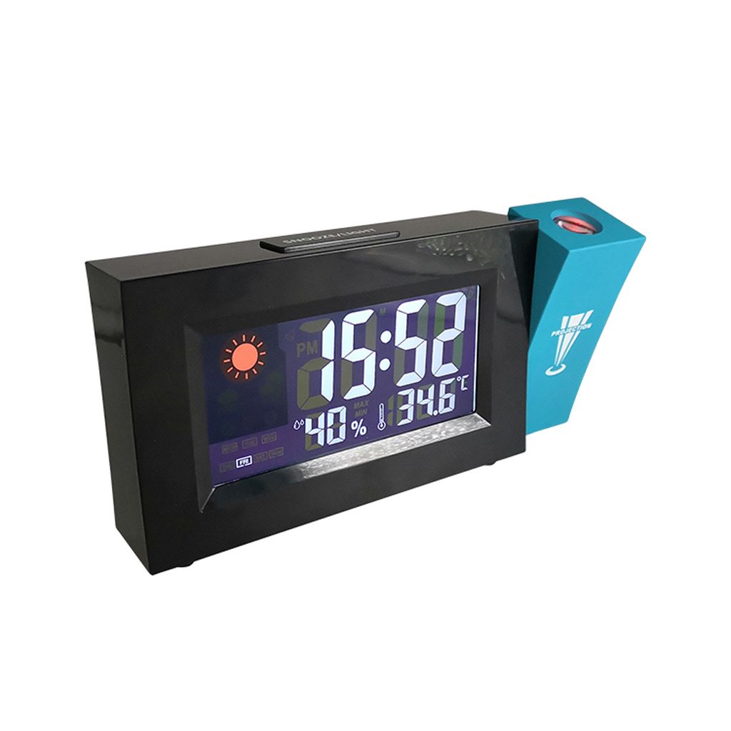 Digital projection alarm clock with snooze, adjustable angle and backlight