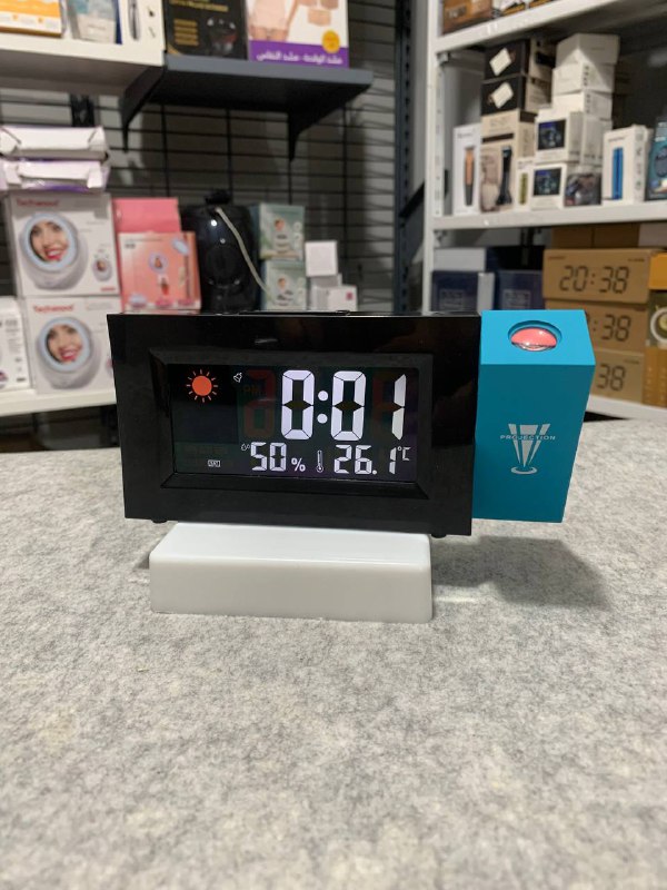 Digital projection alarm clock with snooze, adjustable angle and backlight