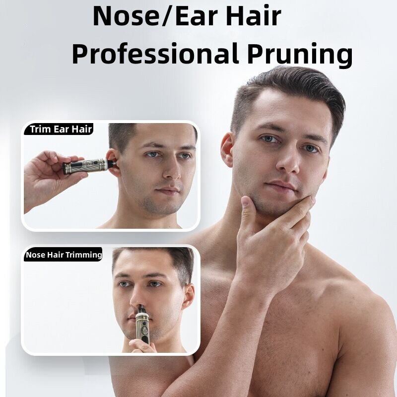 Ensemble rasoir électrique homme avec tondeuse barbe et nez, écran LCD, chargeur USB