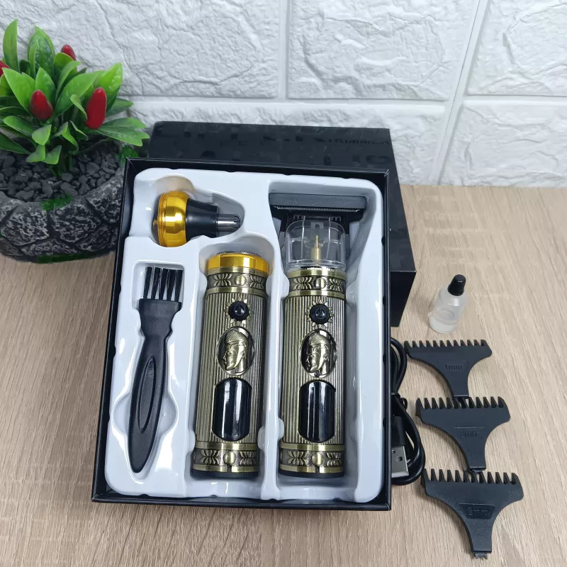 Ensemble rasoir électrique homme avec tondeuse barbe et nez, écran LCD, chargeur USB